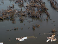 Photo of part of Venice, Louisiana, on August 30, 2005, shows flooding