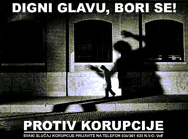 Graphic: An OTI-sponsored poster from a campaign to lower the corruption rate in Serbia.