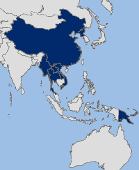 Map of Southeast Asia from China to Papua New Guinea