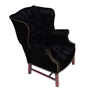 Queens English Tufted Wing Chair with Wood Frame