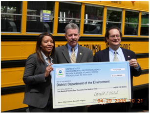 EPA Regional Administrator Donald S. Welsh awards the check to the District Department of the Environment