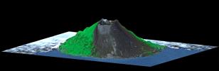 ASTER-SRTM Perspective of Mount Oyama Volcano, Miyake-Jima Island, Japan