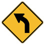 YELLOW ARROW LEFT CURVE Sign