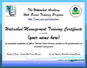 Image of the Certificate of the Watershed Management Training