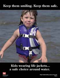 Photo of a girl wearing a life jacket-water safety.