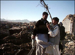 Photo: Ghazni Bazaar a day after the break:  Radio Ghaznawiyann journalist interviewing a shopkeeper.