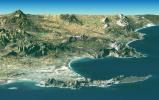 Cape Town, South Africa, Perspective View, Landsat Image over SRTM 
Elevation
