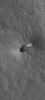 This MOC image shows a small, dust-mantled volcano on the plains east of the giant martian volcano, Pavonis Mons