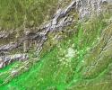 Shaded Relief and Radar Image with Color as Height, Madrid, Spain