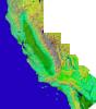 Shaded Relief with Color as Height, California Mosaic