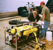 preparing the ROV for deployment