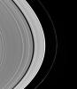Although difficult to see at first, more than one moon is at work sculpting Saturn's rings in this view from the Cassini spacecraft