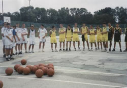 Teams line up for the Basketball Tournament