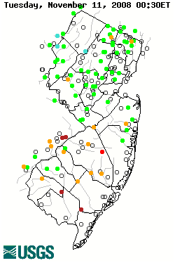 Thumbnail map of current streamflow conditions