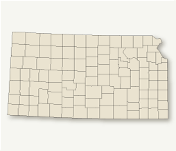 Map showing Kansas's counties. Text list of counties appears below. 