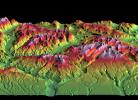 SRTM Perspective of Colored Height and Shaded Relief Laguna Mellquina, Andes Mountains, Argentina