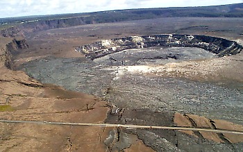 Aerial view of Halema`uma`u Crater