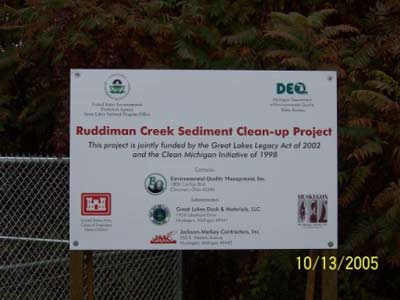 The U.S. Environmental Protection Agency and the Michigan Department of Environmental Quality have partnered to fund the removal of contaminated sediments in Ruddiman Creek