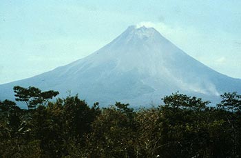 Merapi volcano, a stratovolcano in central Java.