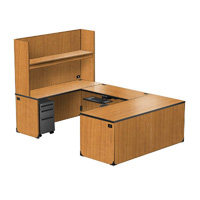 HE3200L - Harmony U-Shaped Left Return Workstation with Open Shelf