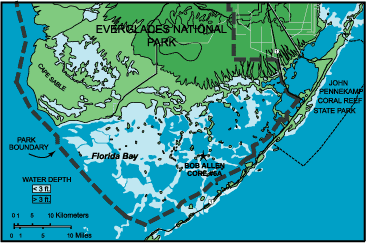 map of Florida Bay showing location of Bob Allen Core #6A