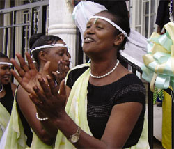 Photo of Women in Rwanda celebrate an engagement.