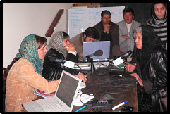 Photo: Students interview Engineer Zohra Motahar about improving women's education in Logar Province