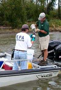 EPA responder collecting water samples