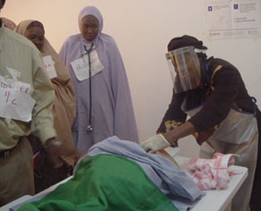 Health care providers practice providing emergency obstetric and newborn care (EmONC) during a three-week training in Gusau, Zamfara State of Nigeria.