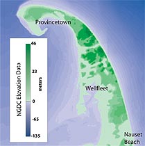 elevation map of the Cape Cod National Seashore