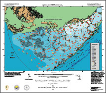 August 1995 Florida Bay Surface Salinity Map