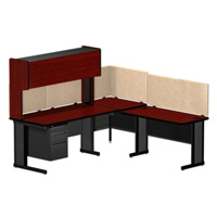 3SECT - XXI Notes Clerical Workstation with Privacy Screen