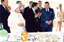 Mr. Jaouad Bahaji, director of agriculture programs at USAID/Morocco gives explanations to His Majesty King Mohammed VI