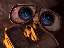 WALL-E looks up toward the sky