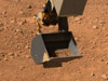 Phoenix's robotic arm carries scoop of soil