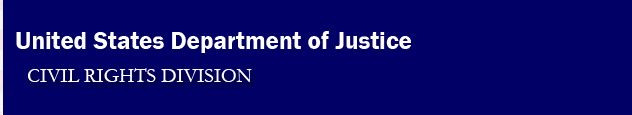 The banner of US Department of Justice, Civil Rights Division