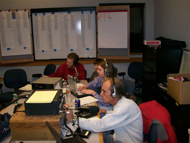 SGF Science and Operations Officer Dave Gaede, KC0EPG and son Matt, along with Cody Pace, KC0ZZD, and Southwest Missouri Deputy Regional SKYWARN Coordinator Pat Conway, WA6JGM.