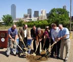 Richard Greene joins Jack Matthews, President of Matthews Southwest, Dallas Councilmember Bill Blaydes, City of Dallas Brownfields Program Ann Grimes and others at the ceremonial groundbreaking of the Belleview-Lamar Condominium project.