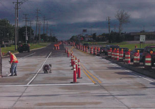 M-37 Facing North after construction with traffic cones redirecting traffic.