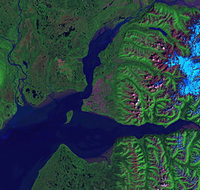 Tri-Decadal Global Landsat Orthorectified ETM+ image over Anchorage, Alaska acquired 07/30/2002.