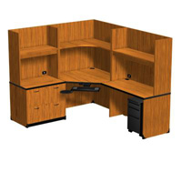 HE2400R - Harmony Right Return Corner Workstation with Three Open Shelves