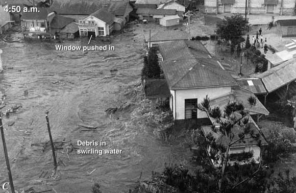 photo of people watching flooding