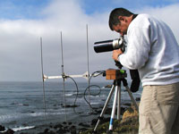 Tim Tinker observes radio-tagged sea otters