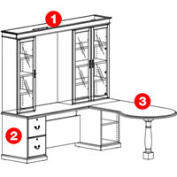 Baritone L-Unit Glass Door Hutch Right Hand Return