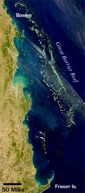 Landsat image of Great Barrier Reef. 