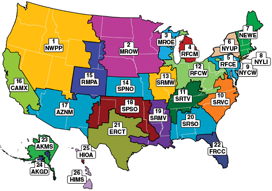 eGRID Subregion Map