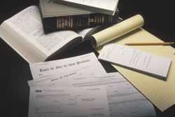 Law books and legal papers