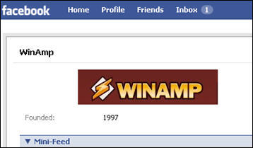 Winamp Group on Facebook