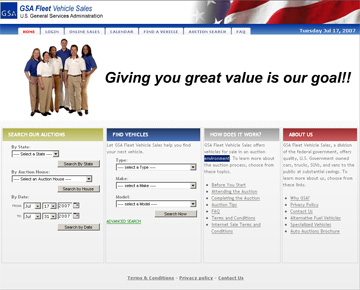 Image of Fleet Vehicle Sales website.