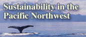 Photo of whale tale and text - Sustainability